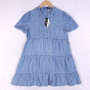 Velvet Heart Tencel Tiered Mini Dress XS Blue